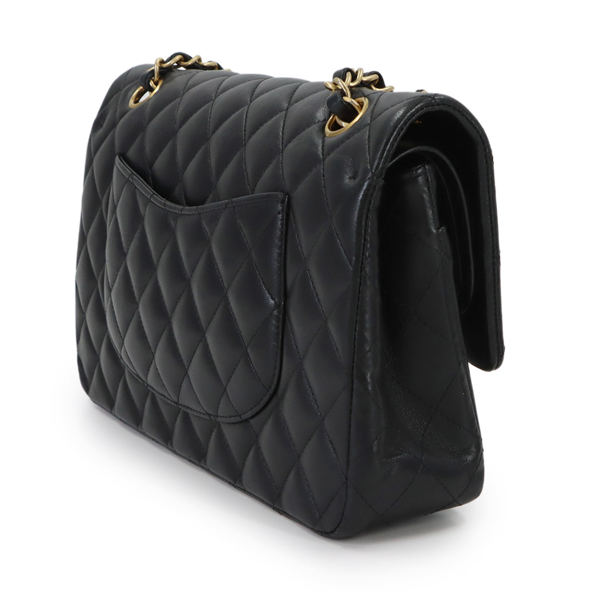 Matelasse Chain Shoulder Bag Leather Black Lucky Charm Ikon