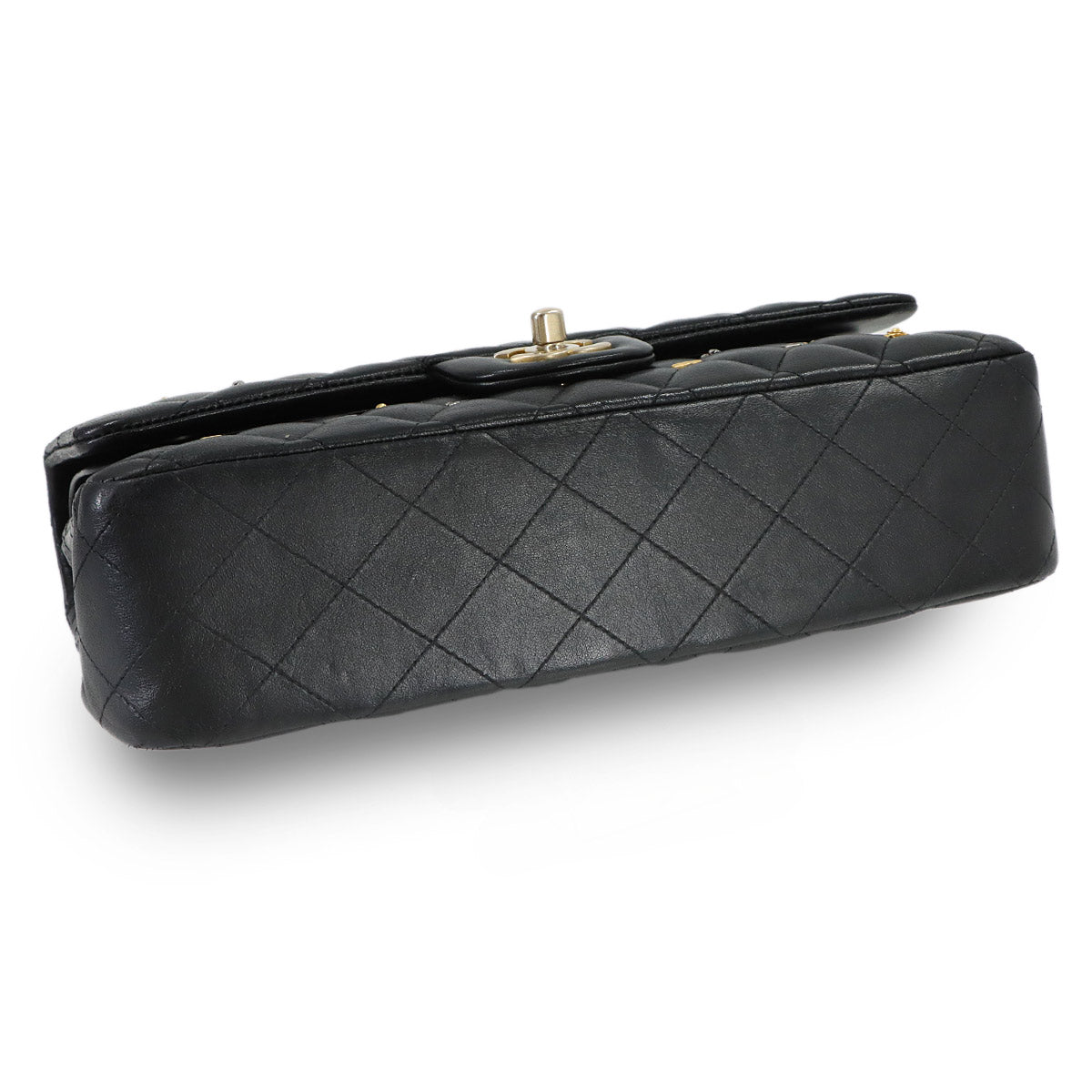 Matelasse Chain Shoulder Bag Leather Black Lucky Charm Ikon