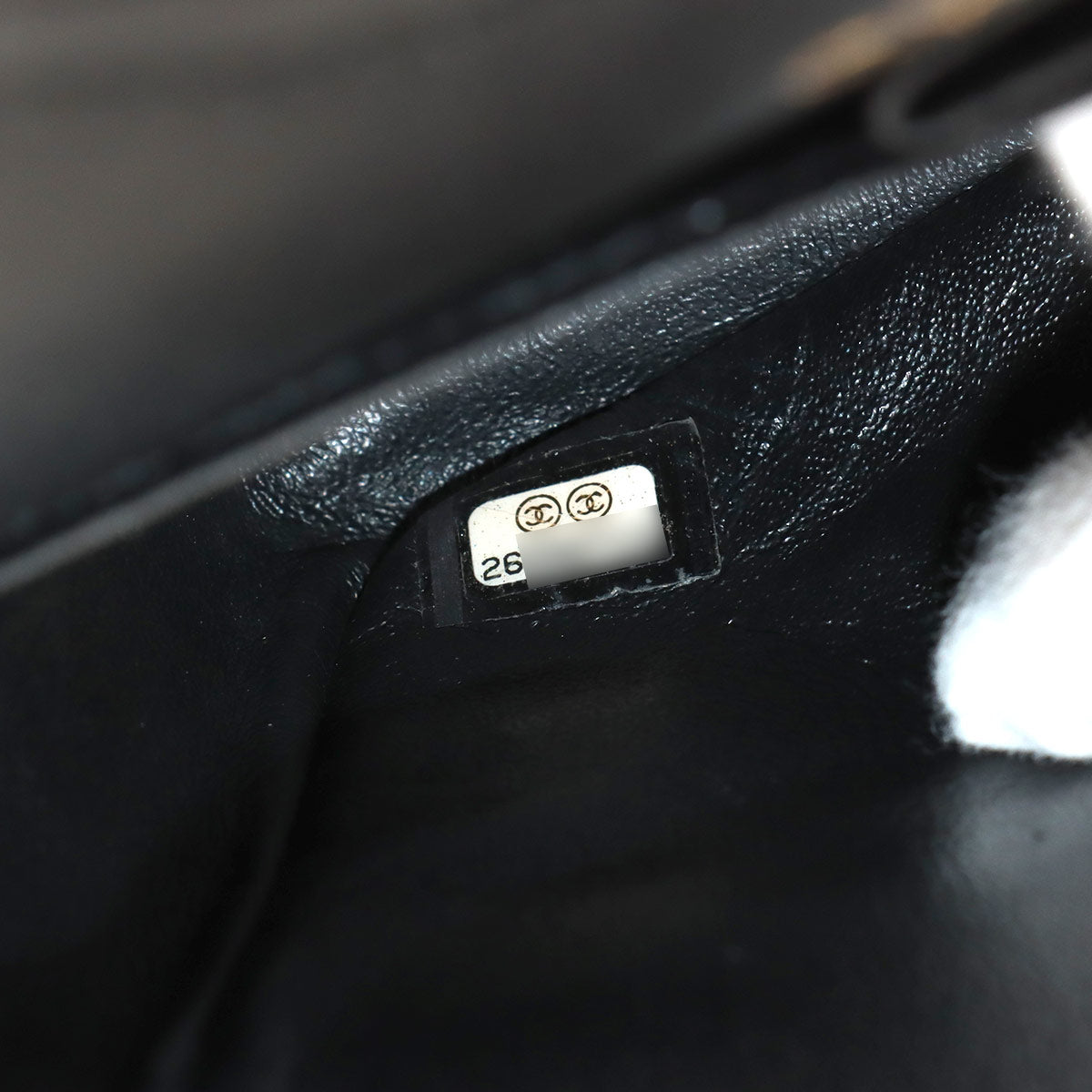 Matelasse Chain Shoulder Bag Leather Black Lucky Charm Ikon
