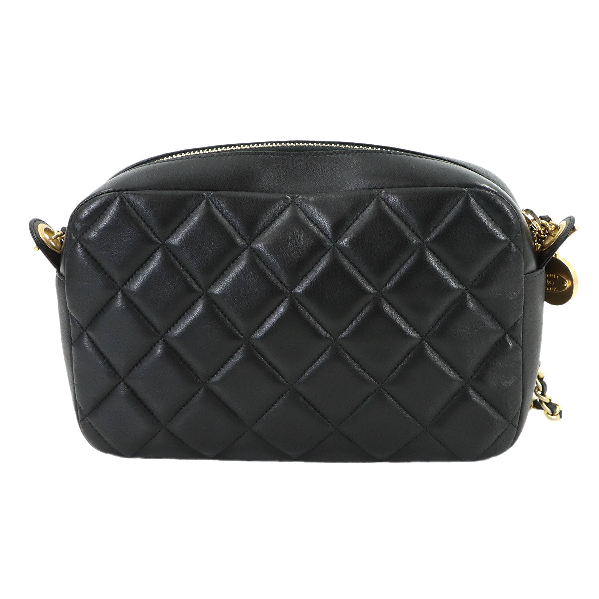 Matelasse Chain Shoulder Bag Leather Black Purse