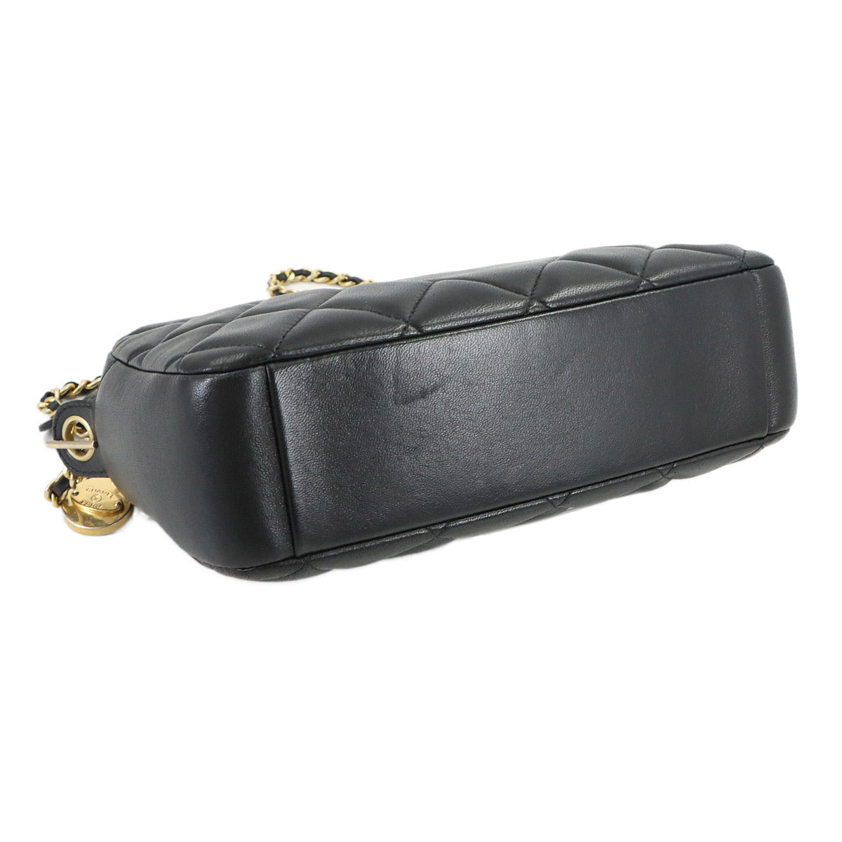 Matelasse Chain Shoulder Bag Leather Black Purse