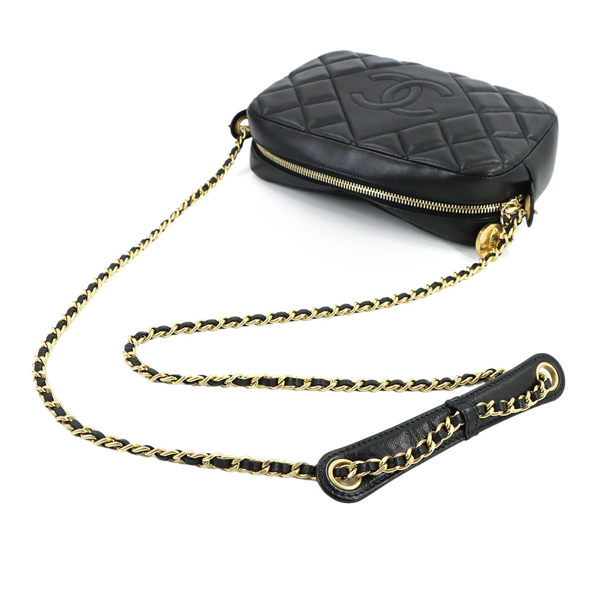 Matelasse Chain Shoulder Bag Leather Black Purse
