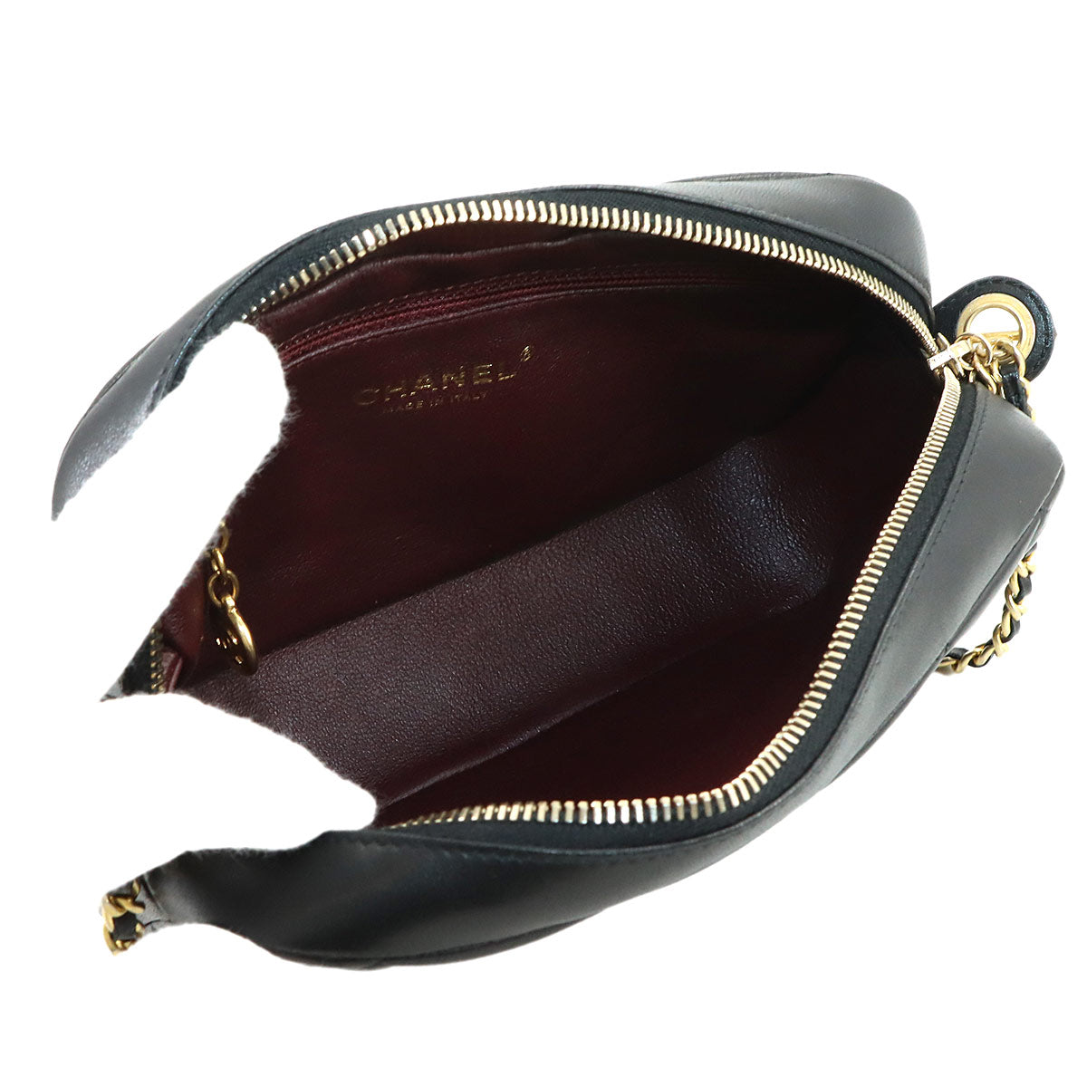 Matelasse Chain Shoulder Bag Leather Black Purse