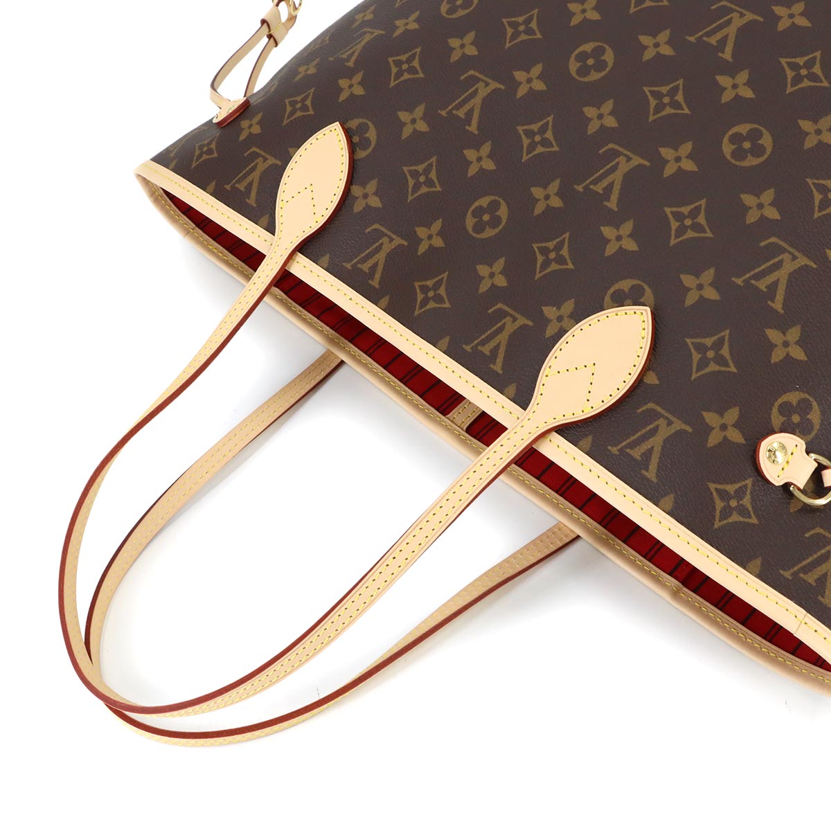 Monogram Neverfull MM Tote Bag Brown Cerise M46987