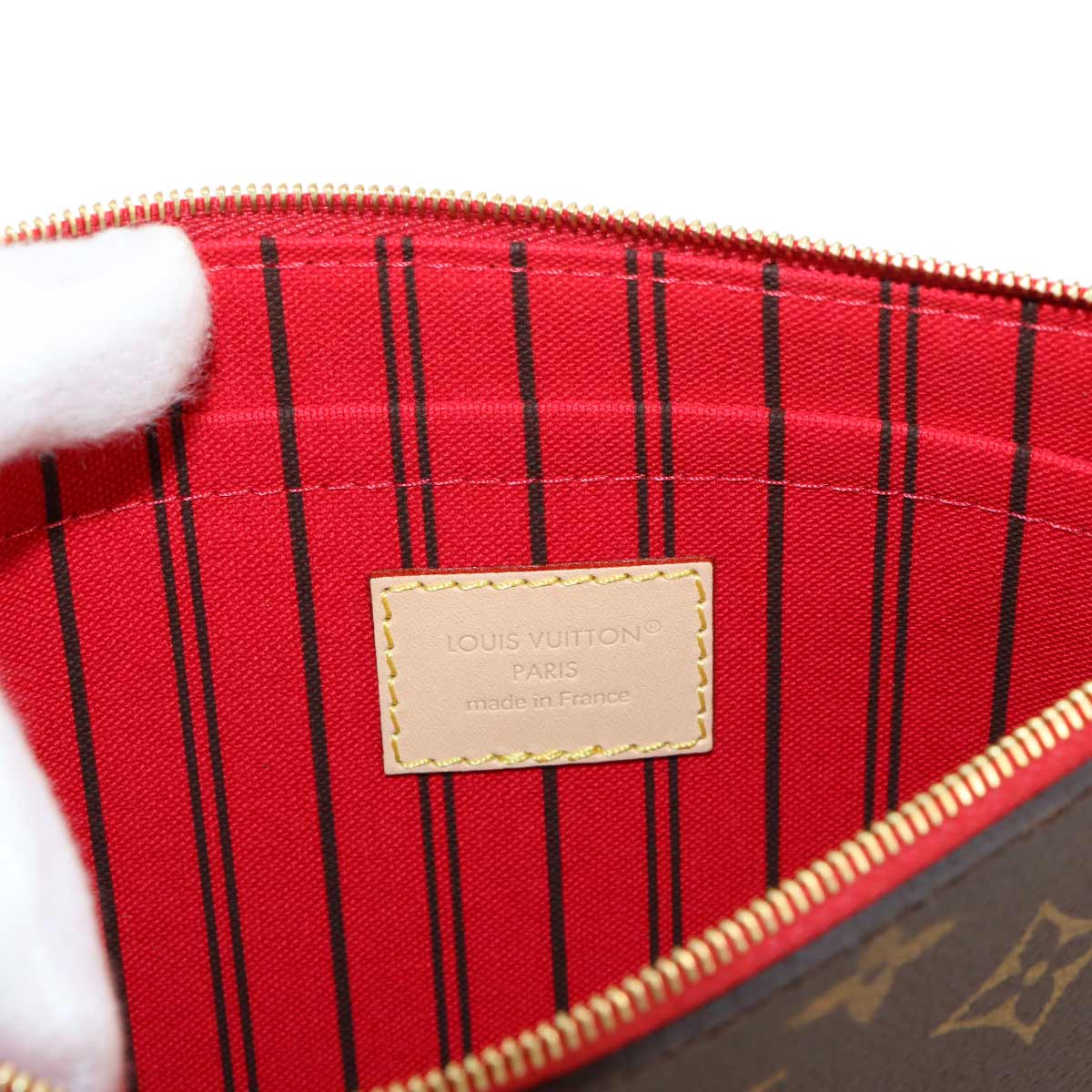 Monogram Neverfull MM Tote Bag Brown Cerise M46987