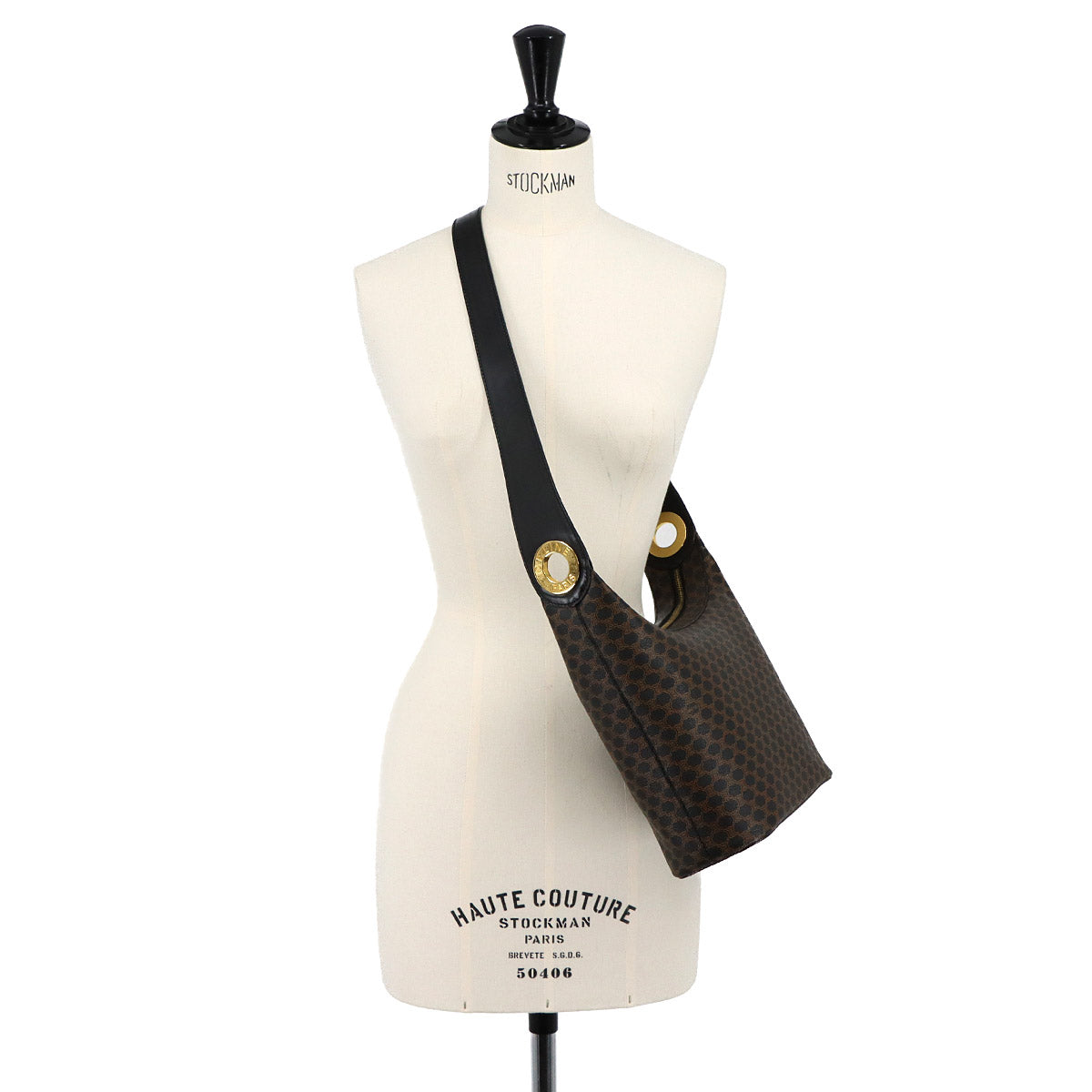 Macadam Shoulder Bag PVC Leather Black Brown Vintage Purse