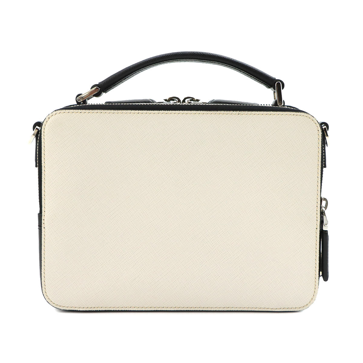 Brique Hand Shoulder Bag Saffiano Leather Talco Nero 2VH069