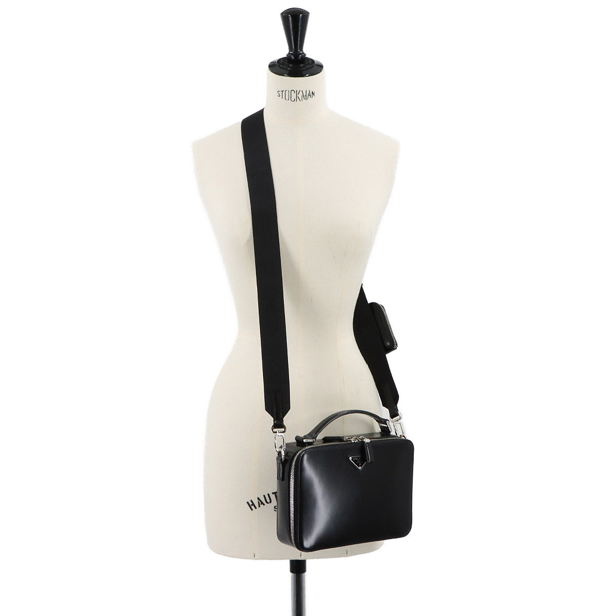 Brique 2way Hand Shoulder Bag Leather Nero Black 2VH069 Purse