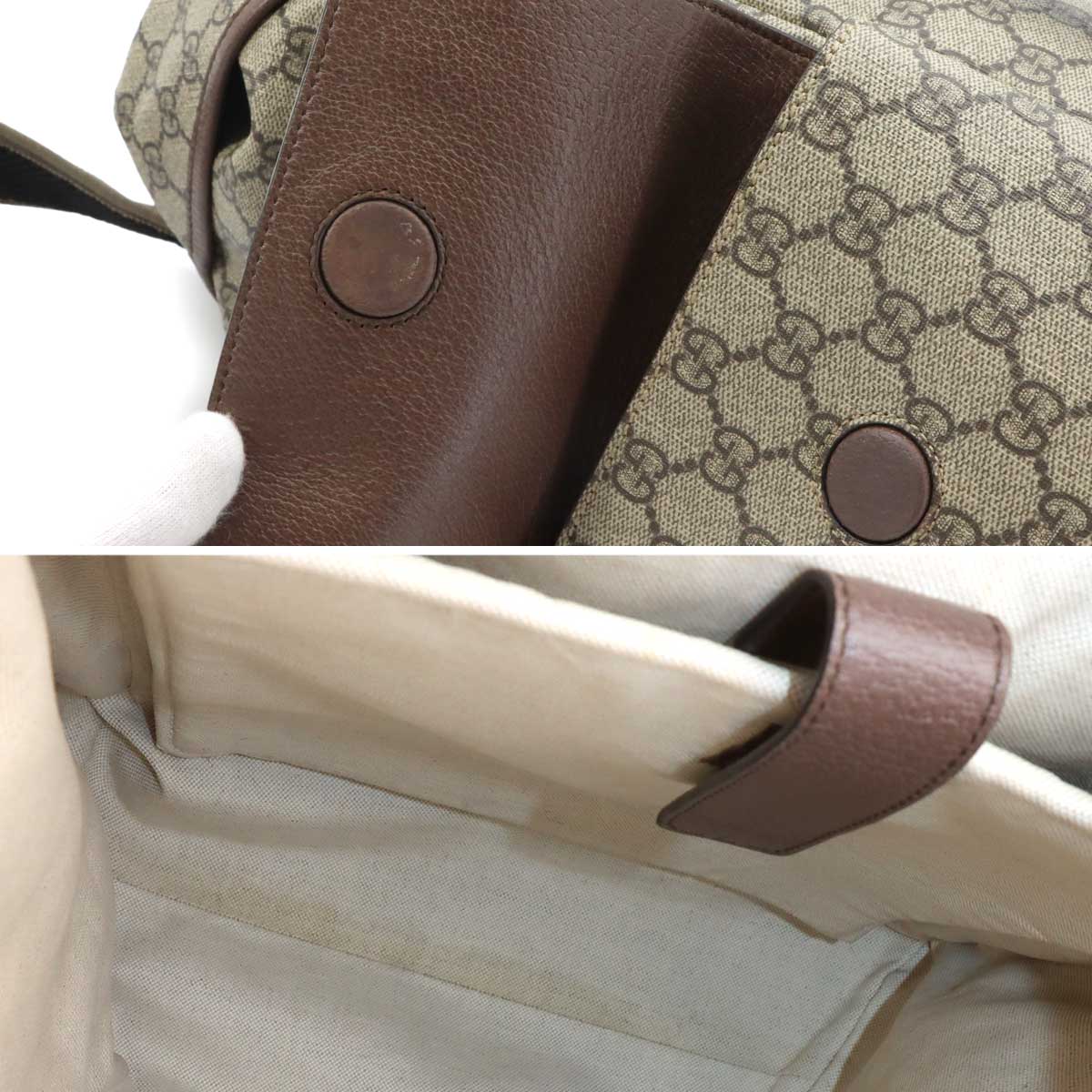 Ophidia Backpack GG Supreme Canvas Leather Beige Brown 598140