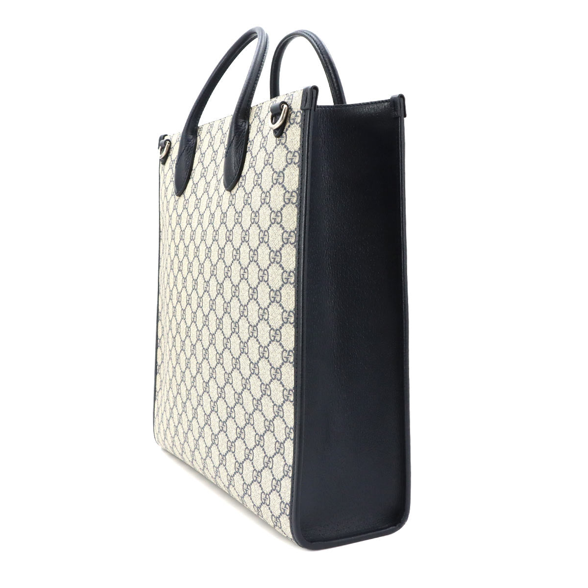Interlocking G Tote Shoulder Bag GG Supreme Leather Navy 674155