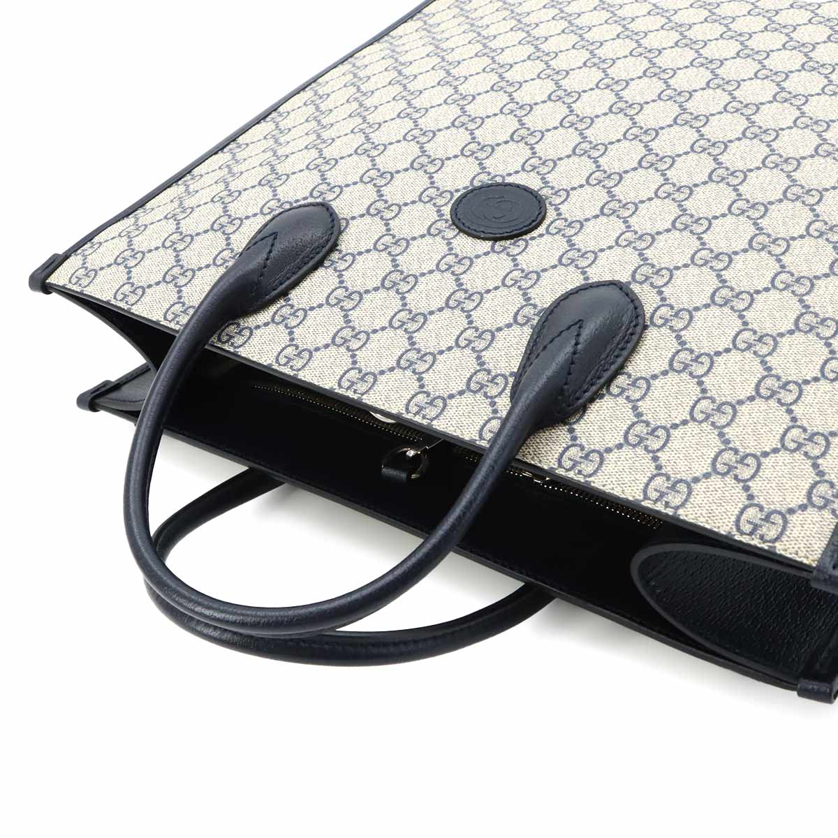 Interlocking G Tote Shoulder Bag GG Supreme Leather Navy 674155