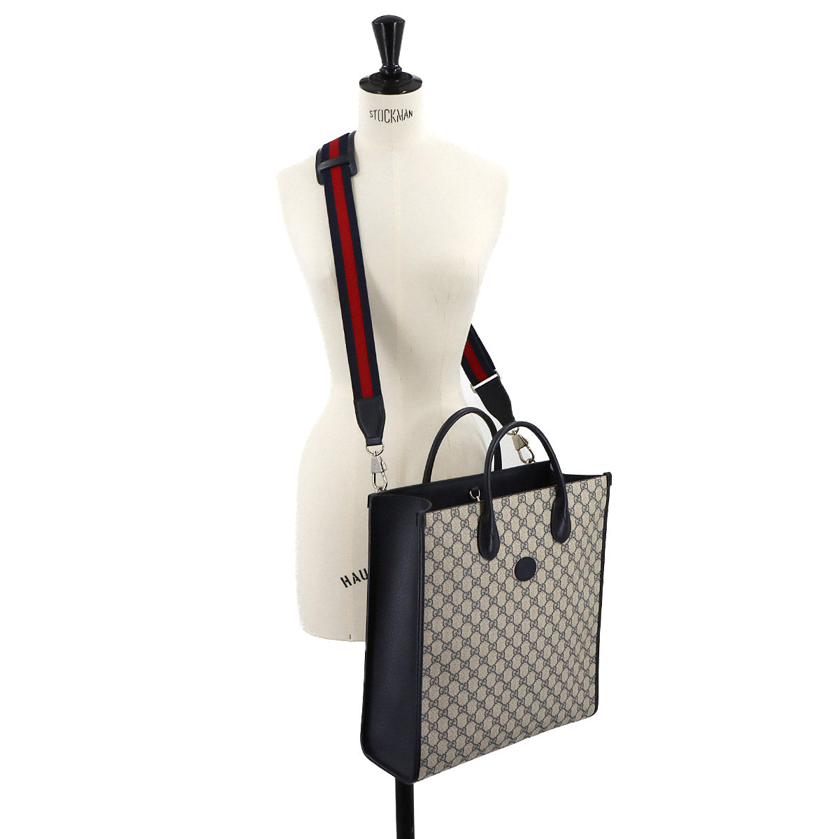 Interlocking G Tote Shoulder Bag GG Supreme Leather Navy 674155