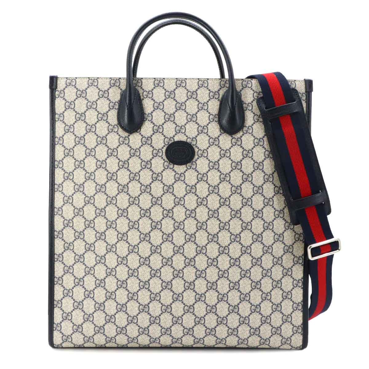 Interlocking G Tote Shoulder Bag GG Supreme Leather Navy 674155