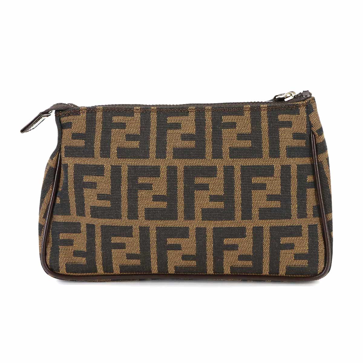Zucca Pouch Canvas Leather Brown Vintage Purse