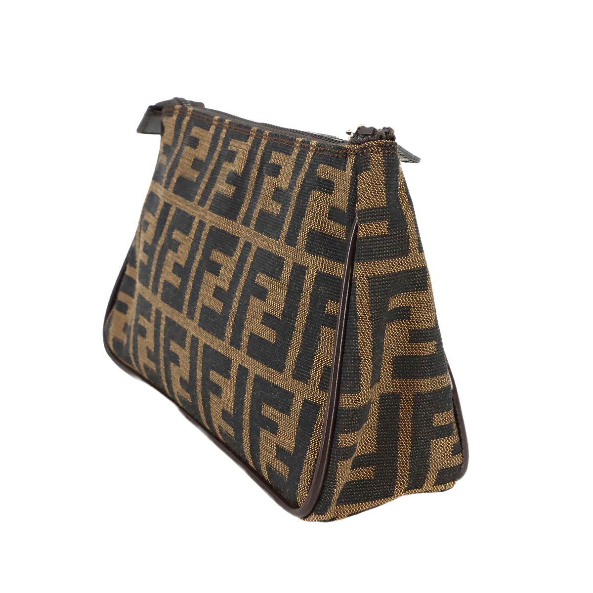 Zucca Pouch Canvas Leather Brown Vintage Purse