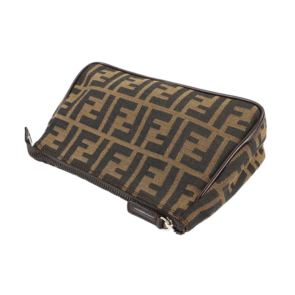 Zucca Pouch Canvas Leather Brown Vintage Purse