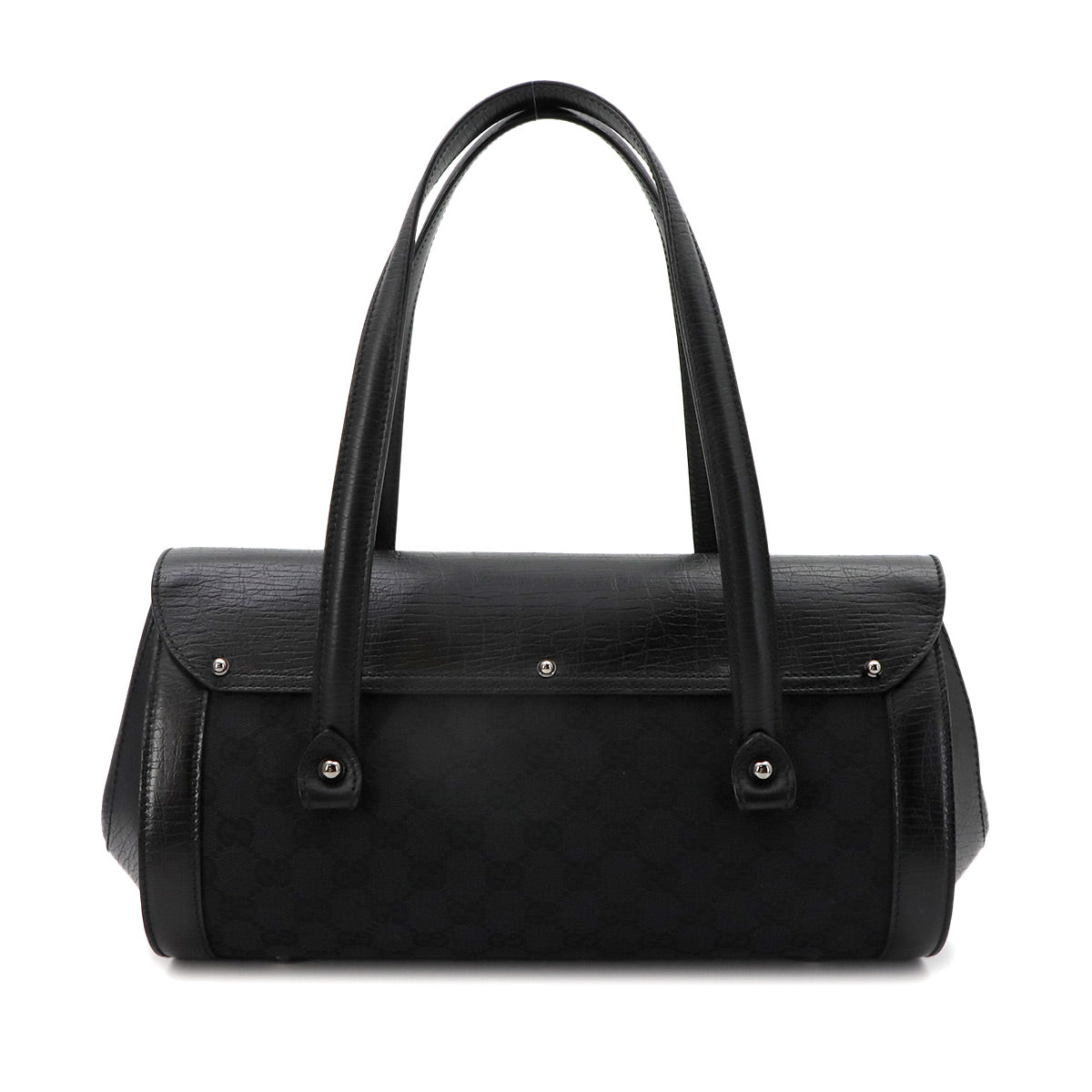 Bamboo Hand Bag GG Canvas Leather Black 111713 Purse