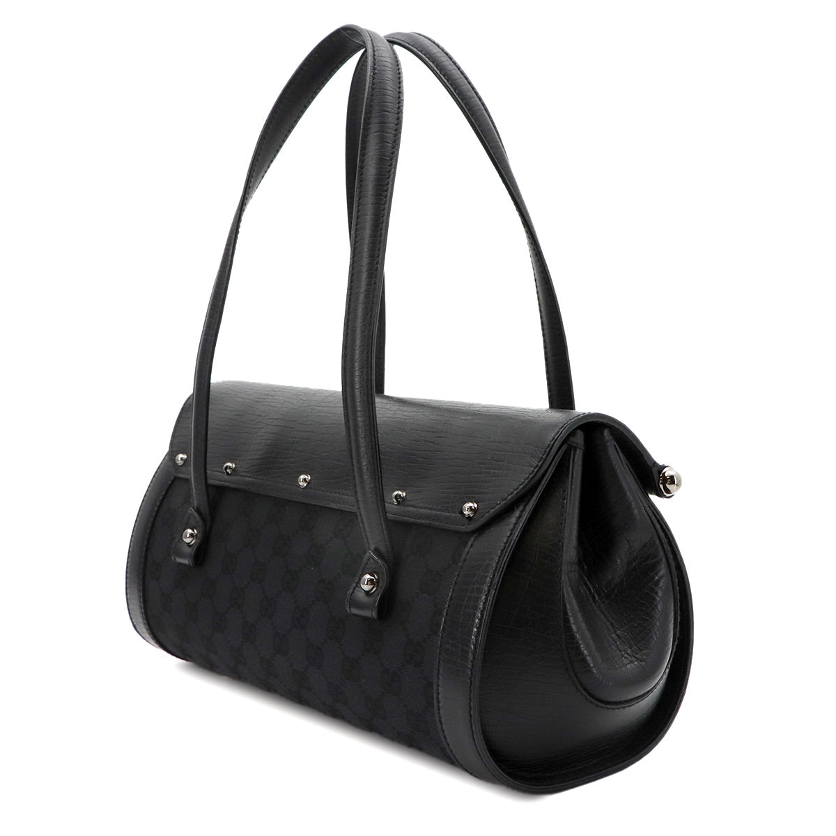 Bamboo Hand Bag GG Canvas Leather Black 111713 Purse