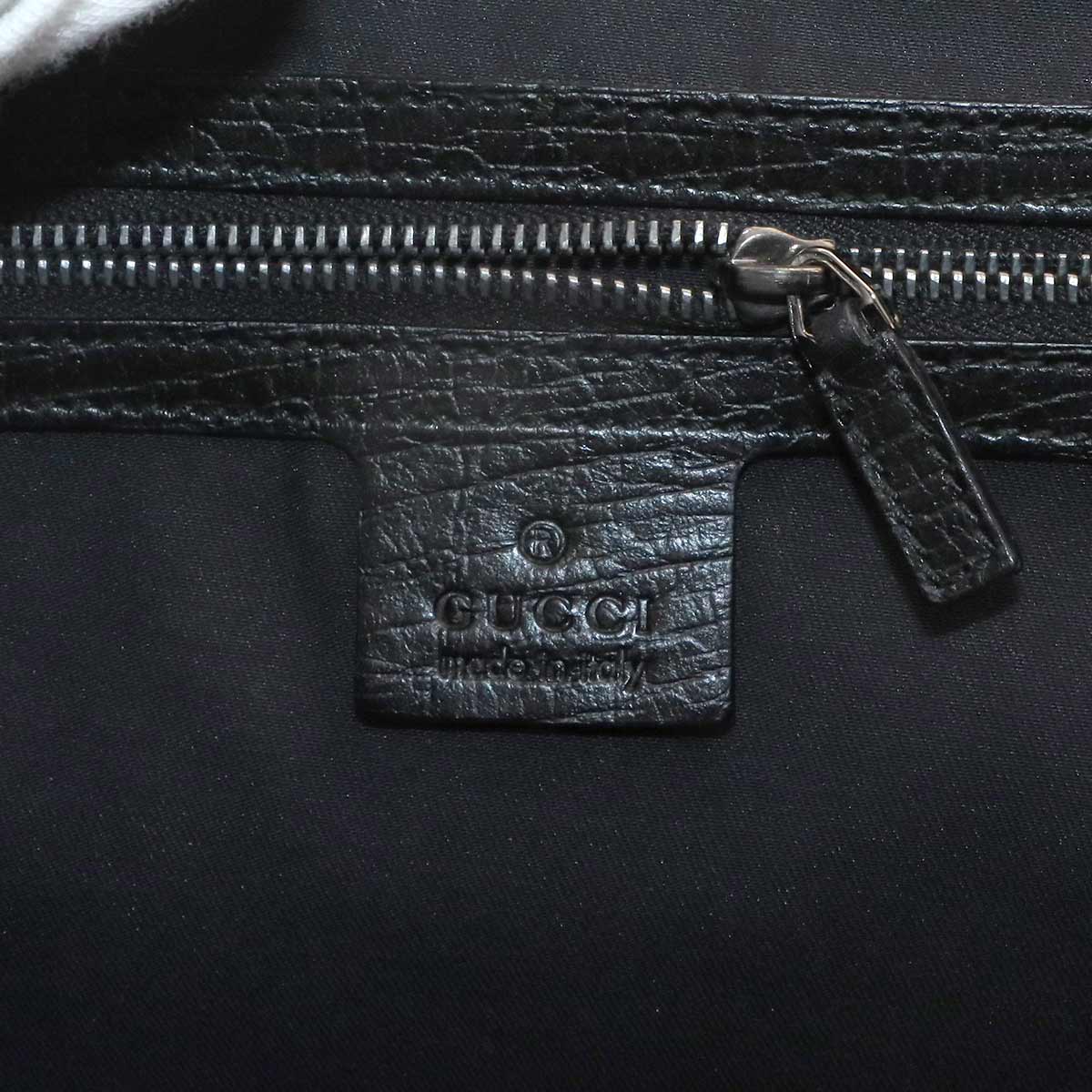 Bamboo Hand Bag GG Canvas Leather Black 111713 Purse