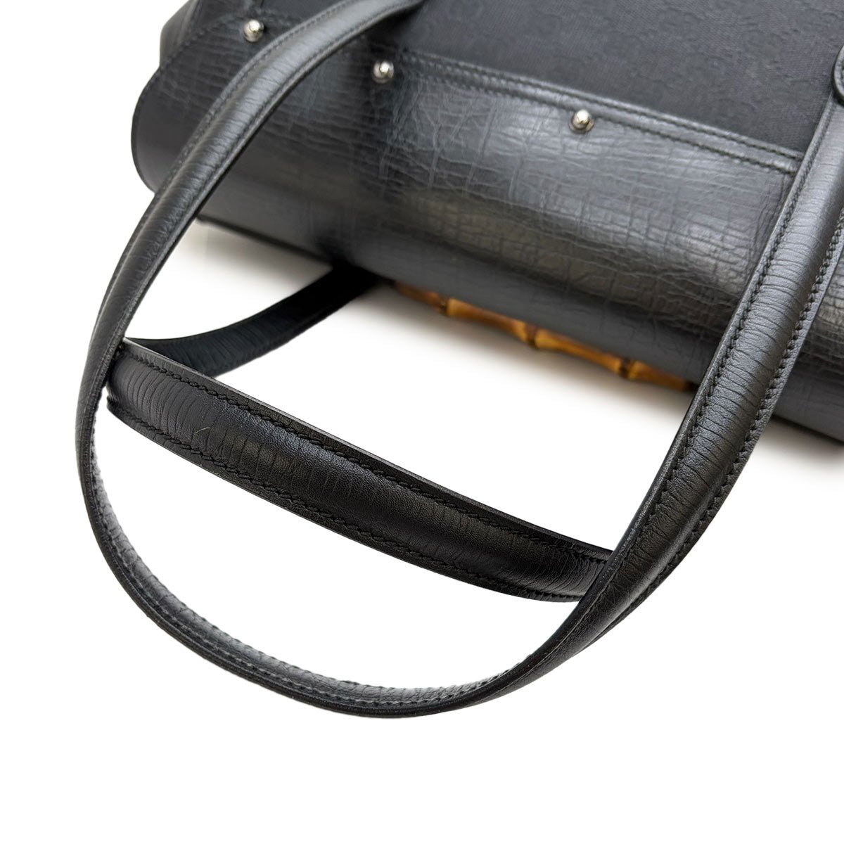 Bamboo Hand Bag GG Canvas Leather Black 111713 Purse