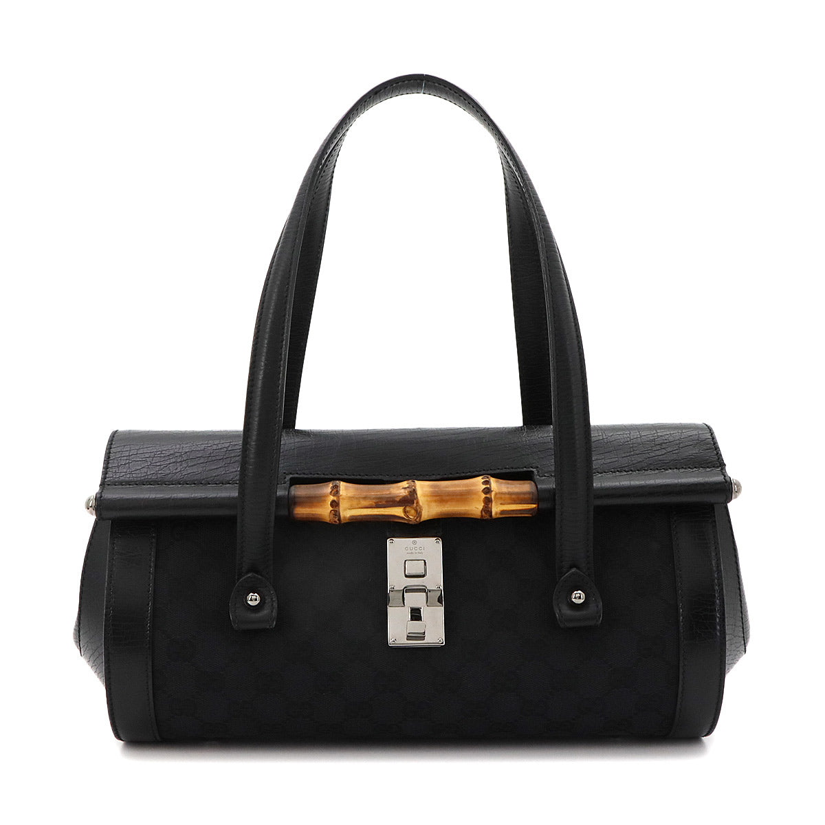 Bamboo Hand Bag GG Canvas Leather Black 111713 Purse