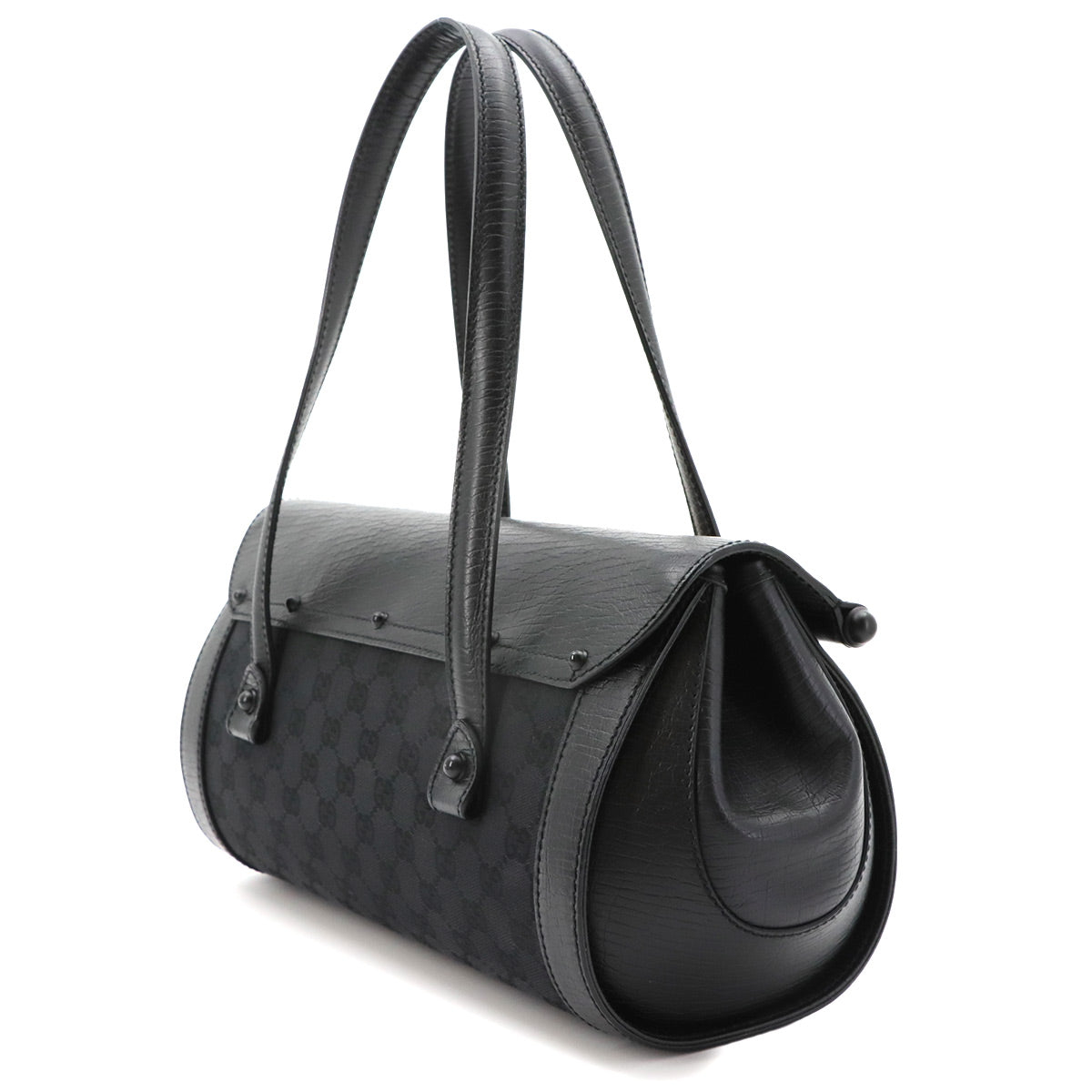 Bamboo Hand Bag GG Canvas Leather Black 111713 Purse