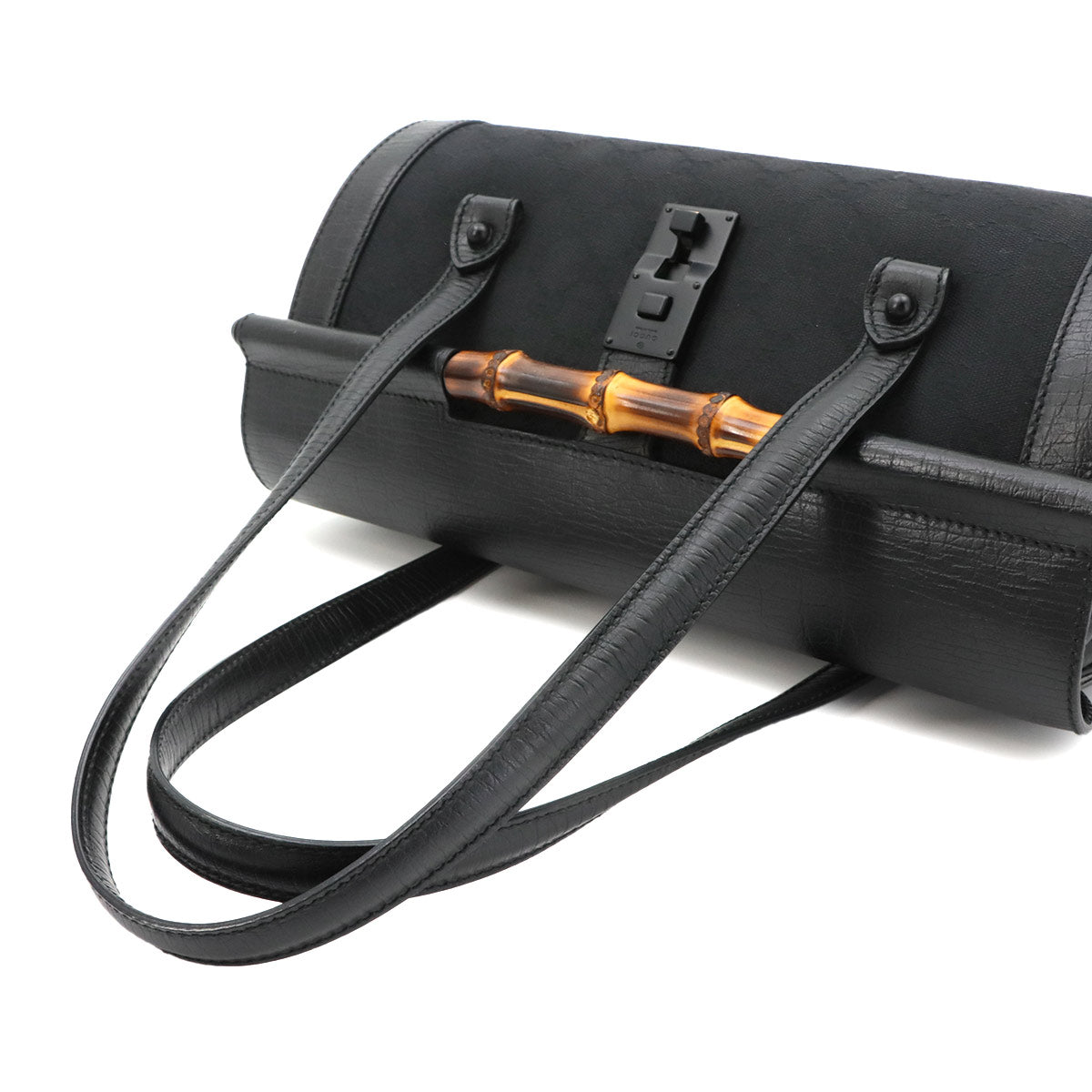 Bamboo Hand Bag GG Canvas Leather Black 111713 Purse