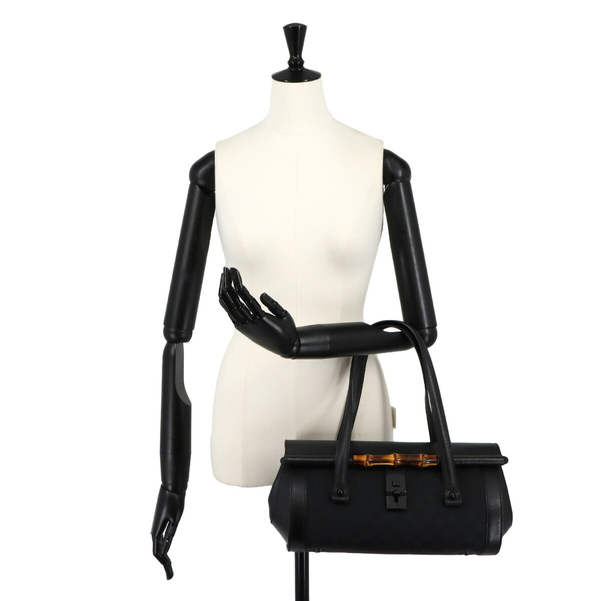 Bamboo Hand Bag GG Canvas Leather Black 111713 Purse