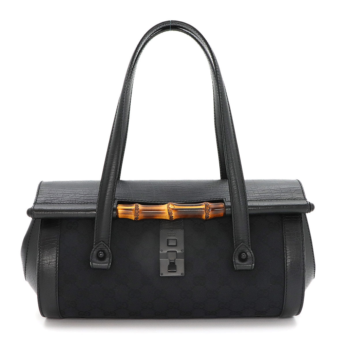Bamboo Hand Bag GG Canvas Leather Black 111713 Purse