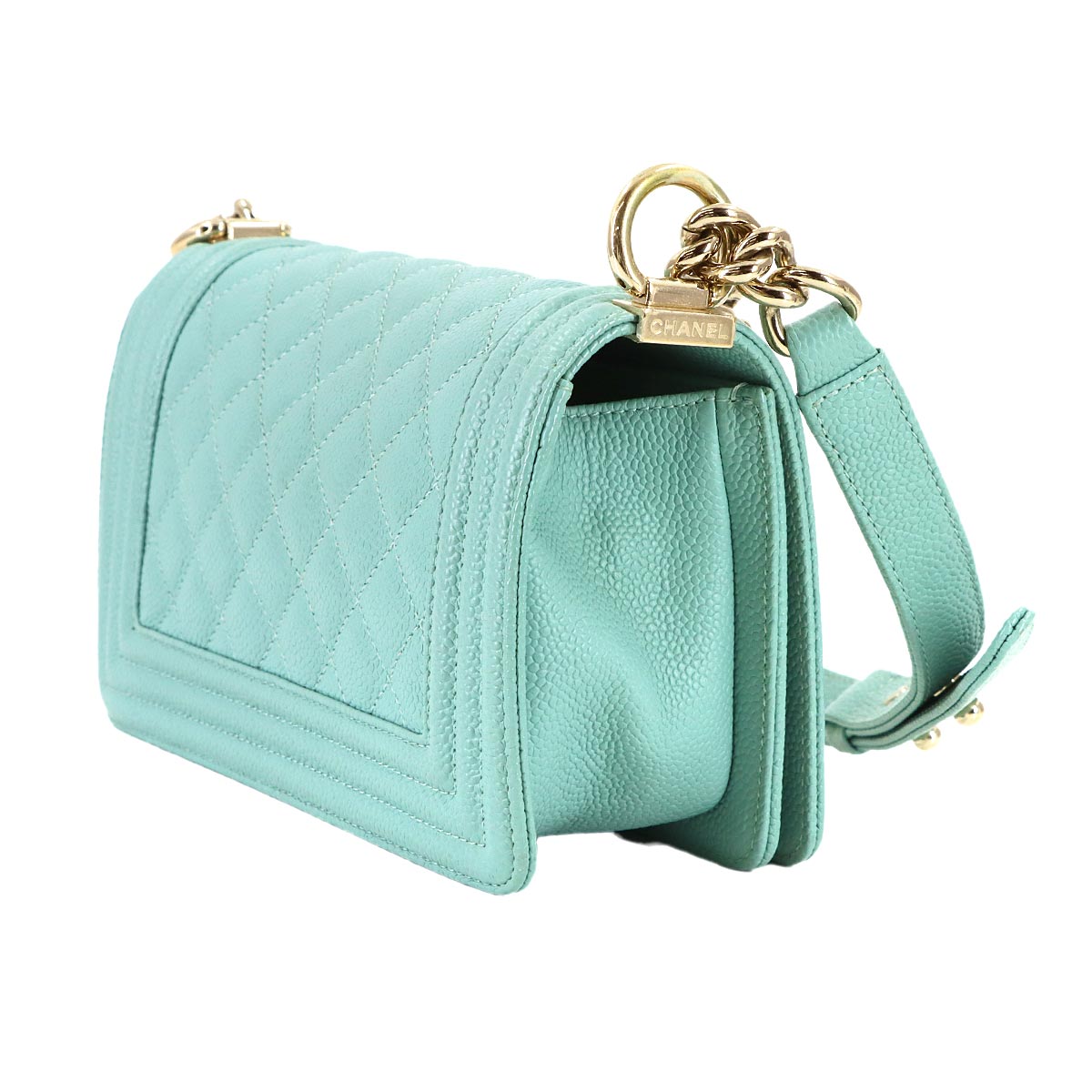 BOY CHANEL Small Chain Shoulder Bag Leather Blue A67085