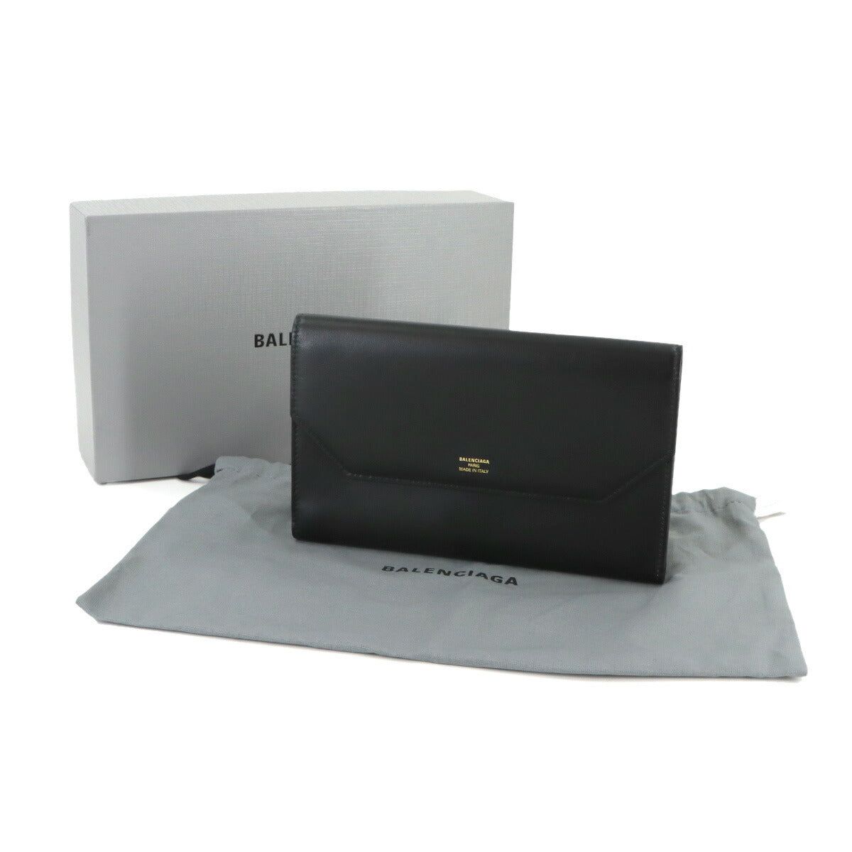 Envelope Slim Long Wallet Leather Nero Black 7432202