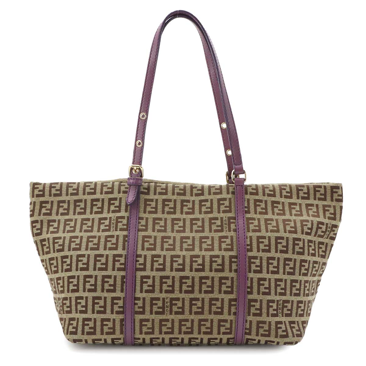 Zucchino Tote Bag Canvas Leather Beige Purple 8BH214