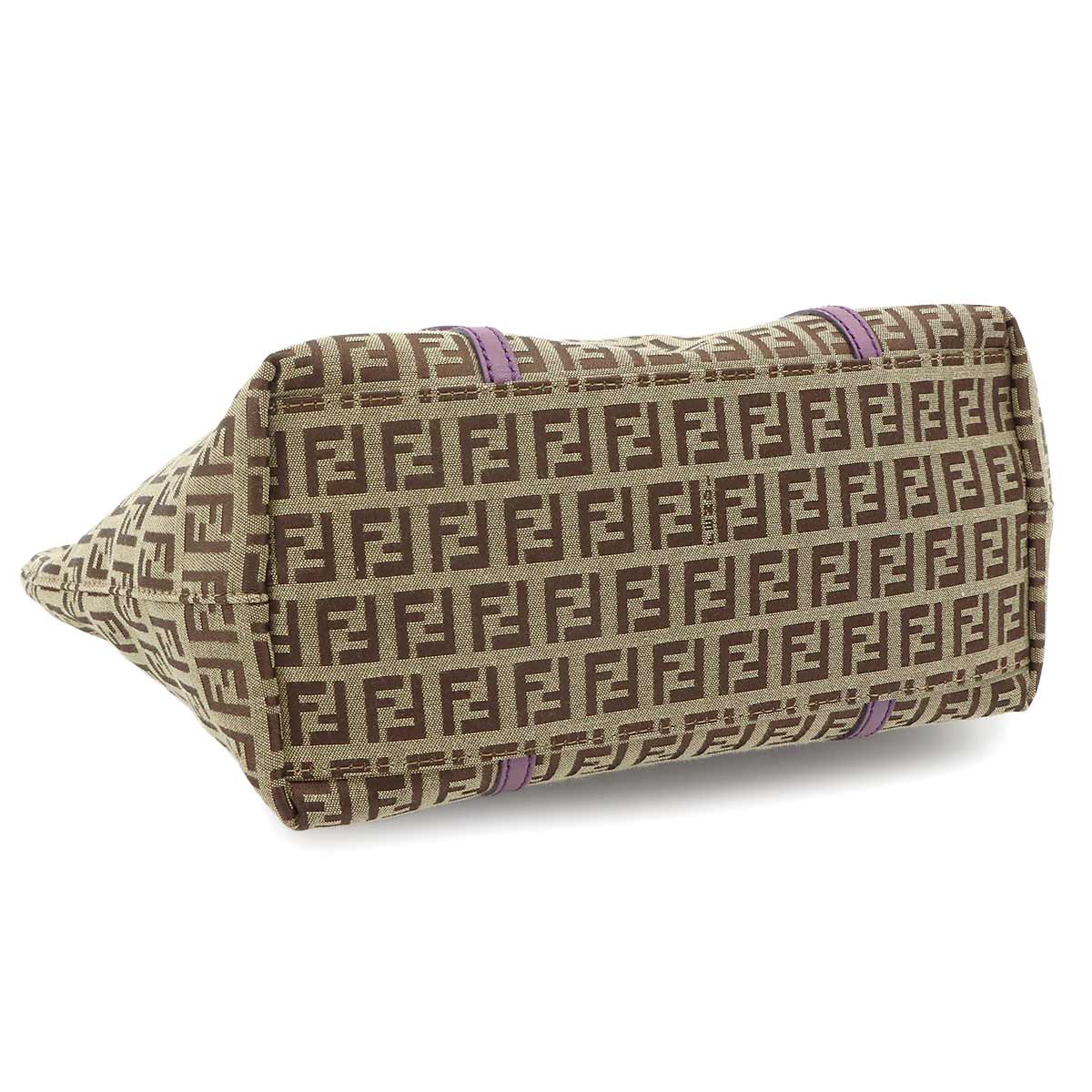 Zucchino Tote Bag Canvas Leather Beige Purple 8BH214