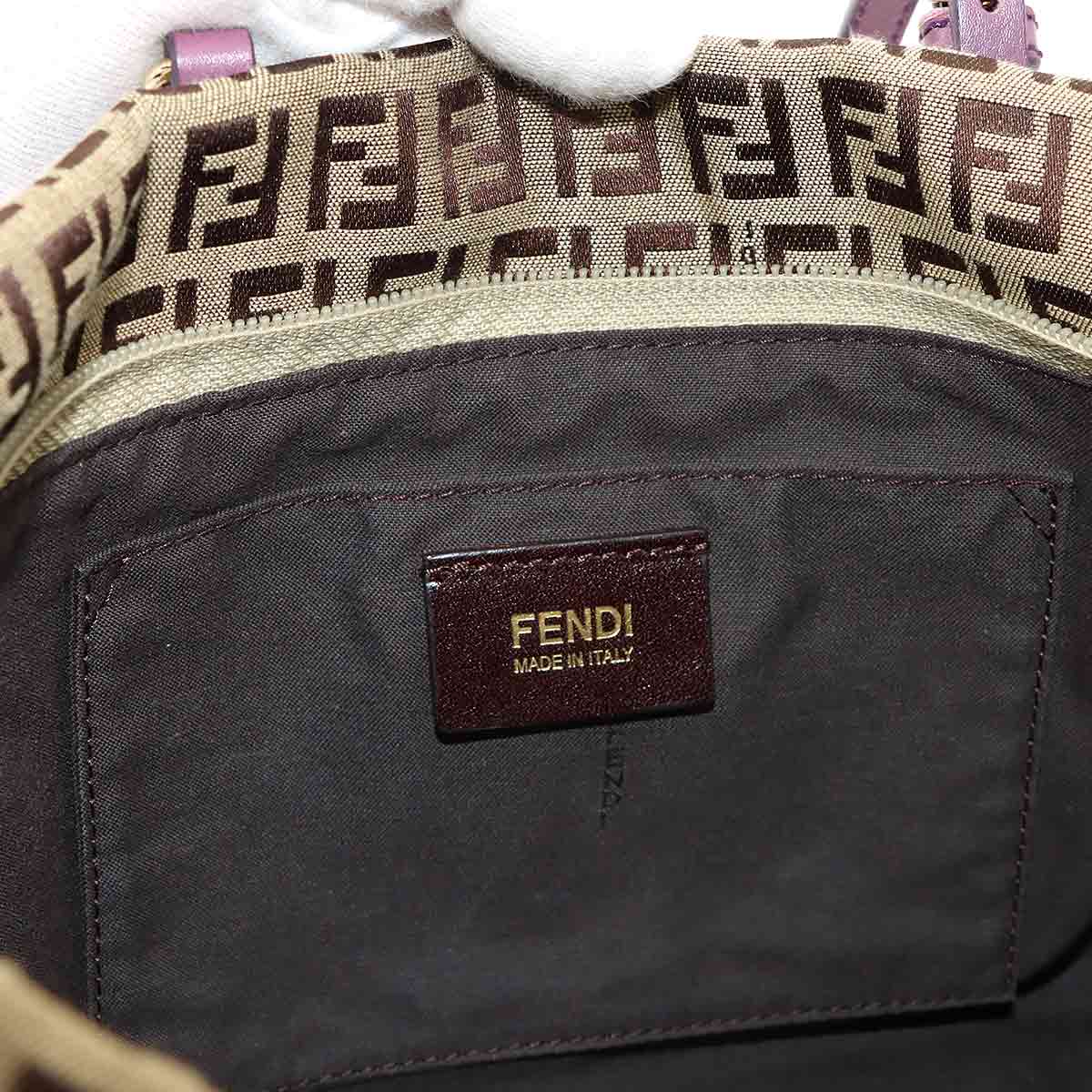 Zucchino Tote Bag Canvas Leather Beige Purple 8BH214