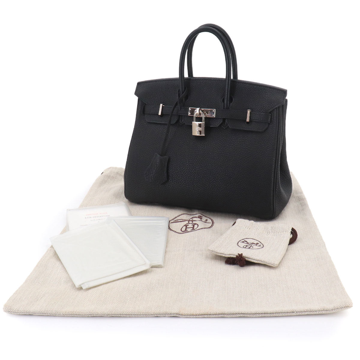 Birkin 25 Veau Togo Black Hand Bag Purse