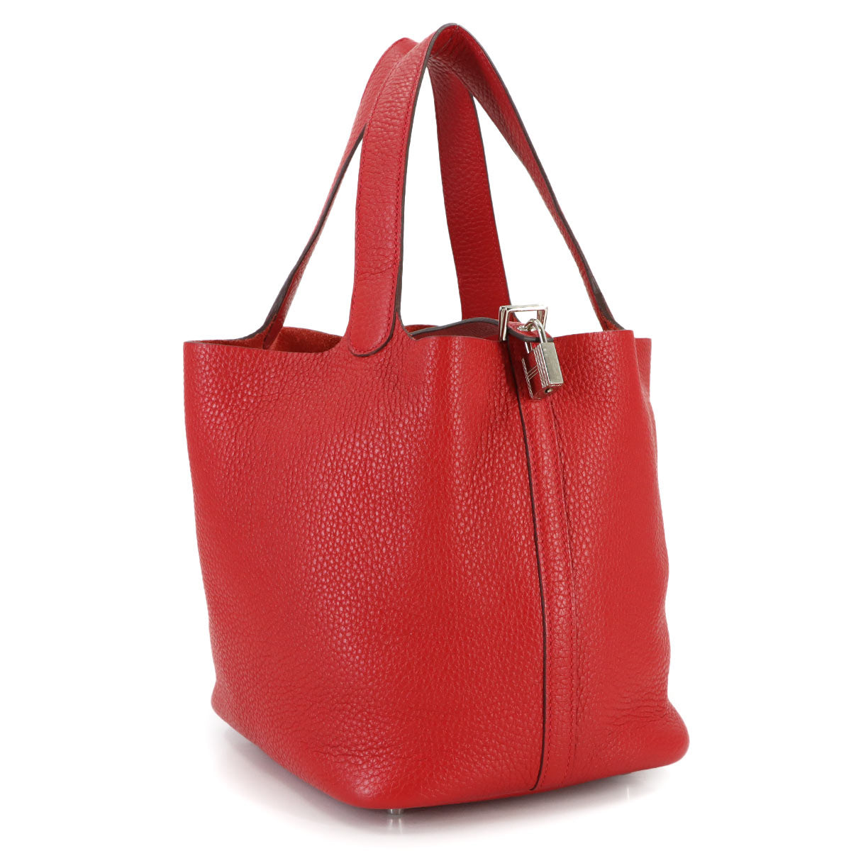 Picotin Lock MM Hand Bag Taurillon Clemence Rouge Casaque