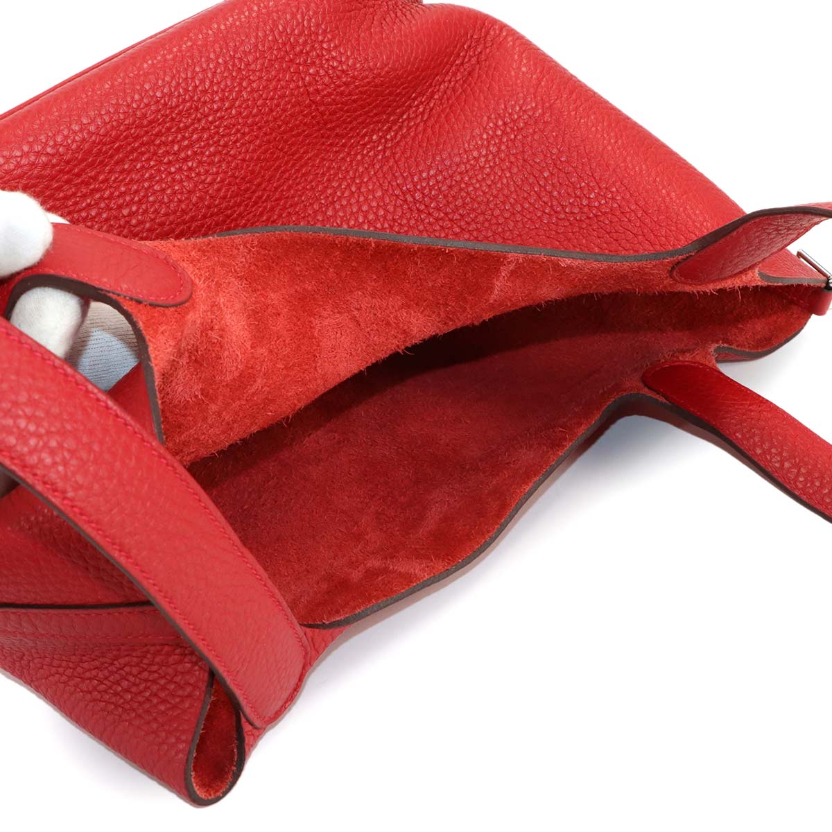 Picotin Lock MM Hand Bag Taurillon Clemence Rouge Casaque