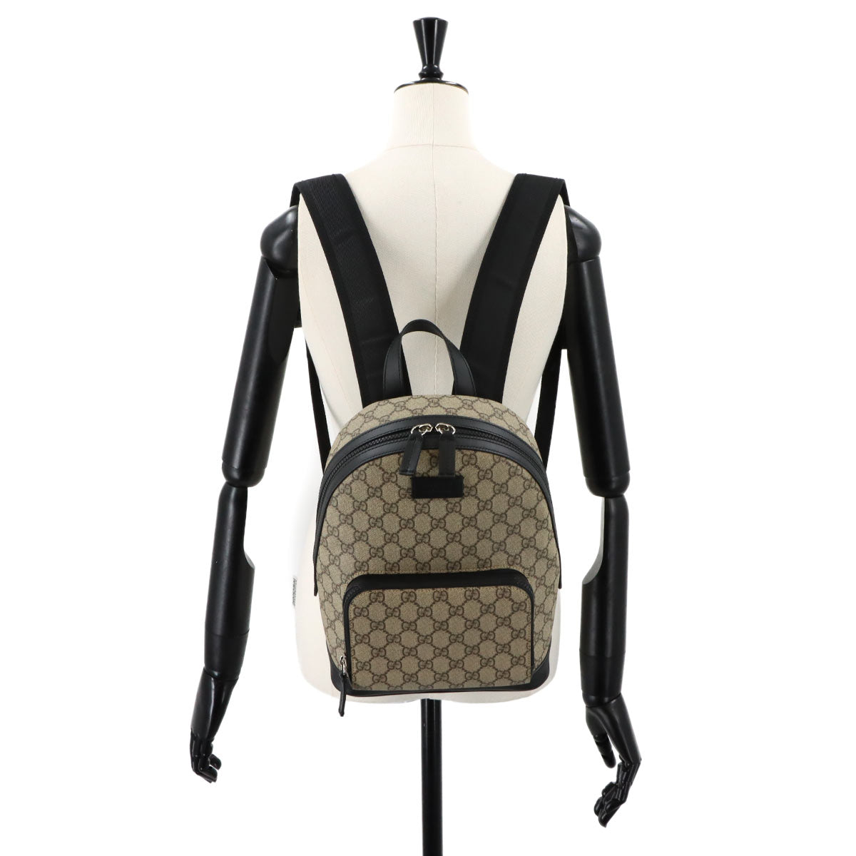 GG Supreme Small Backpack Leather Beige Black 429020 Purse
