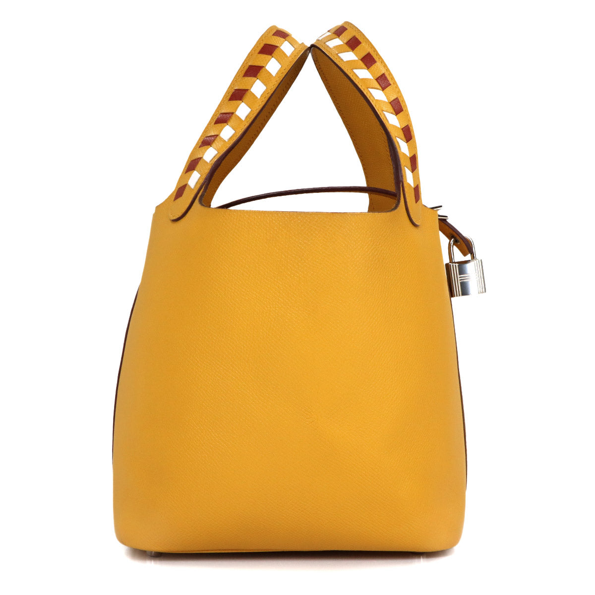 Picotin Lock PM Tressage Hand Bag Epsom Jaune Amber Brique