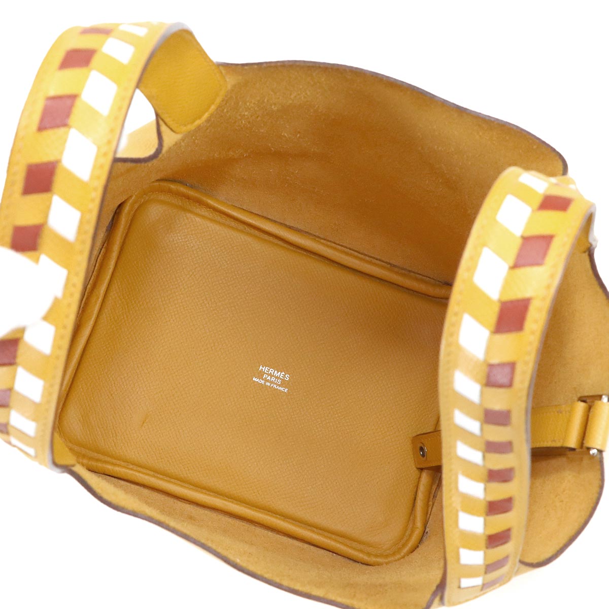 Picotin Lock PM Tressage Hand Bag Epsom Jaune Amber Brique
