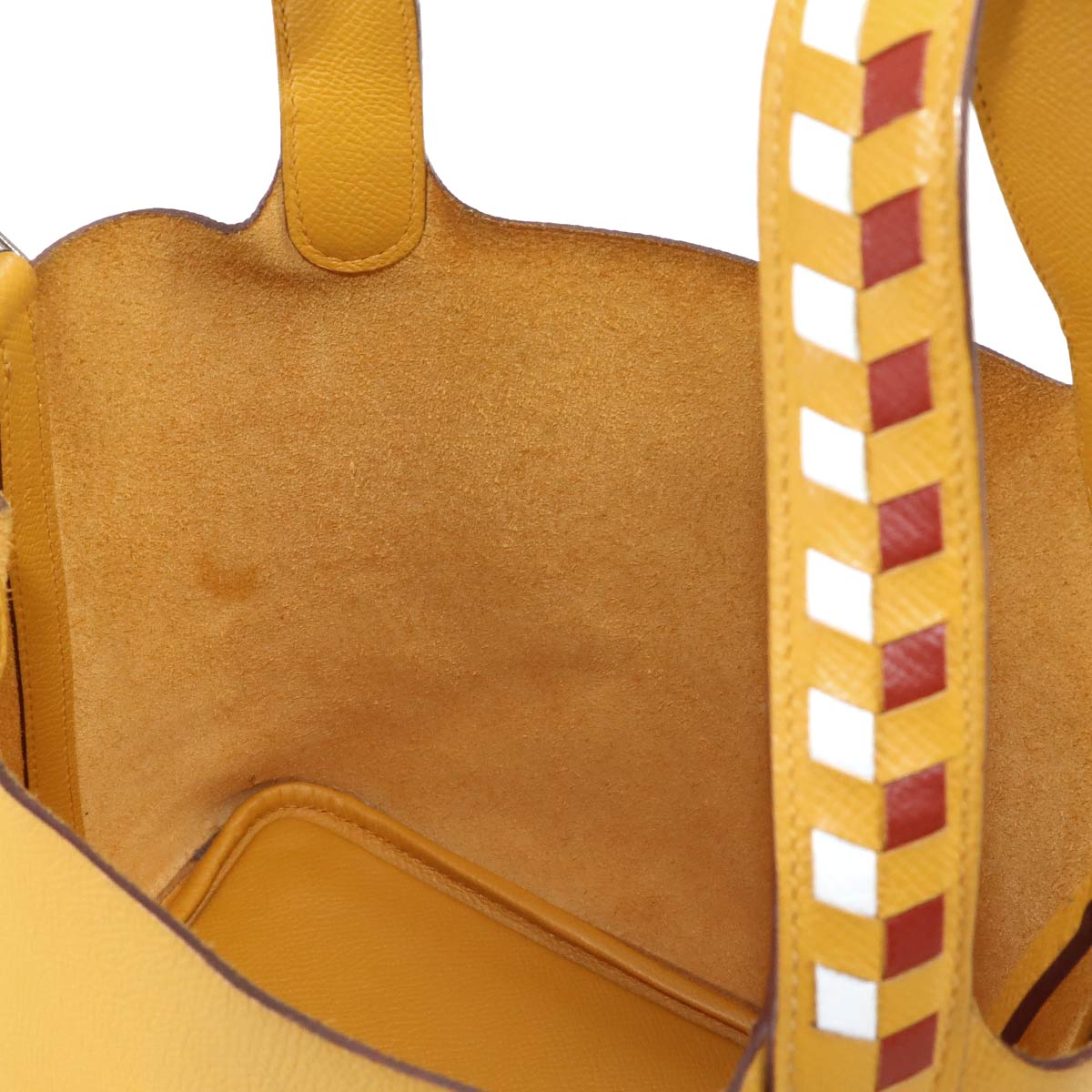 Picotin Lock PM Tressage Hand Bag Epsom Jaune Amber Brique
