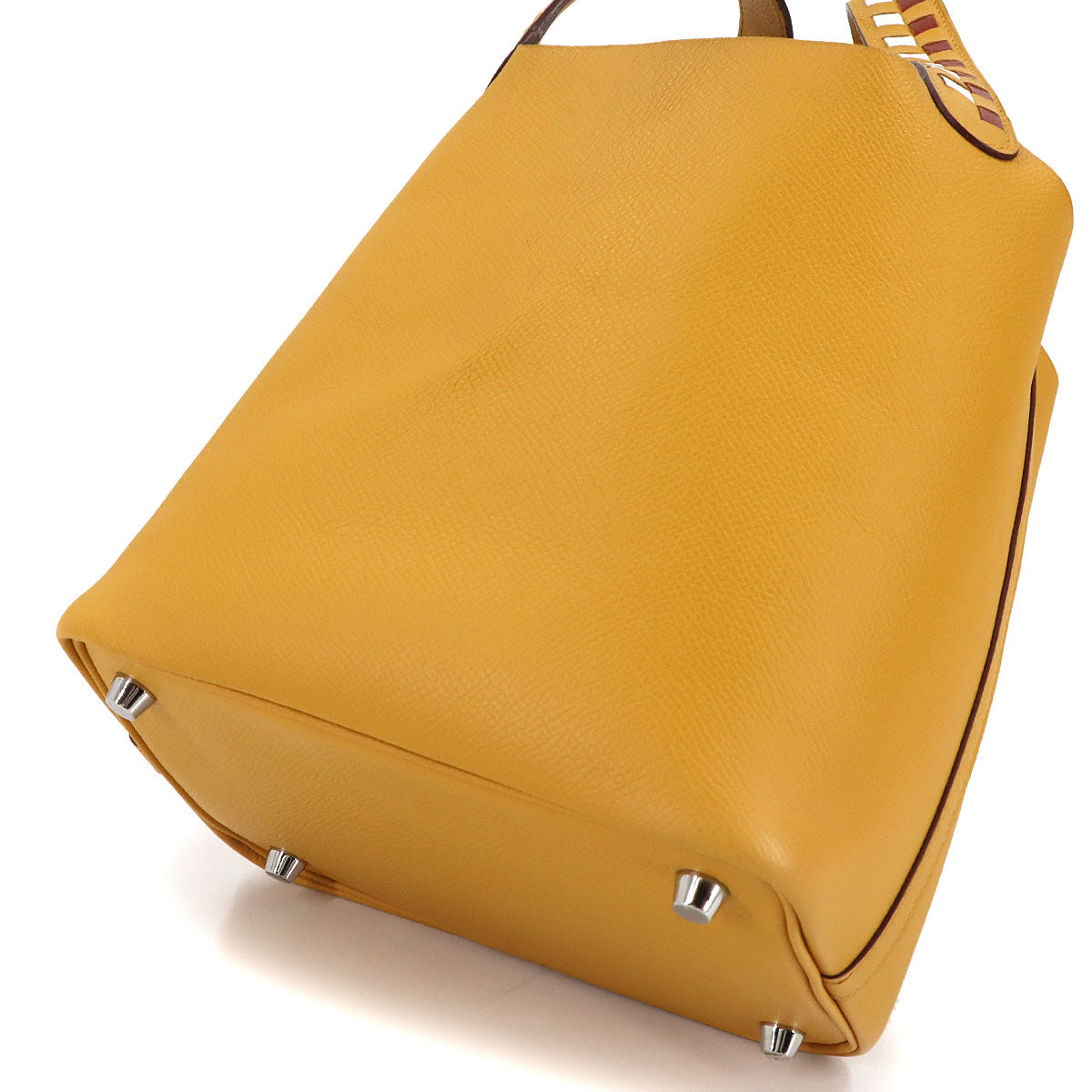 Picotin Lock PM Tressage Hand Bag Epsom Jaune Amber Brique