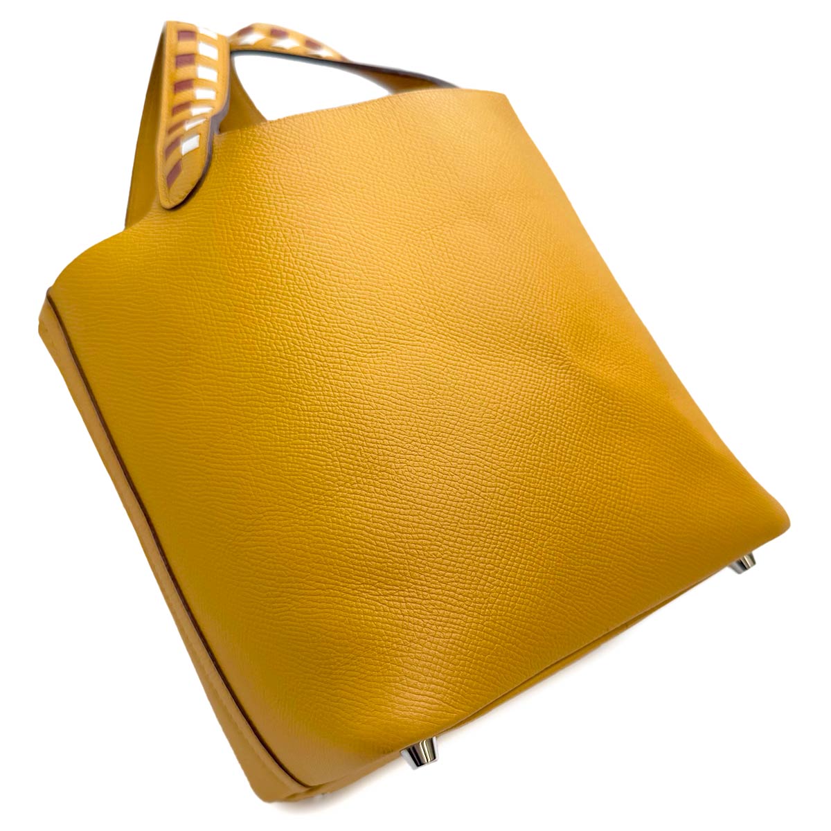 Picotin Lock PM Tressage Hand Bag Epsom Jaune Amber Brique