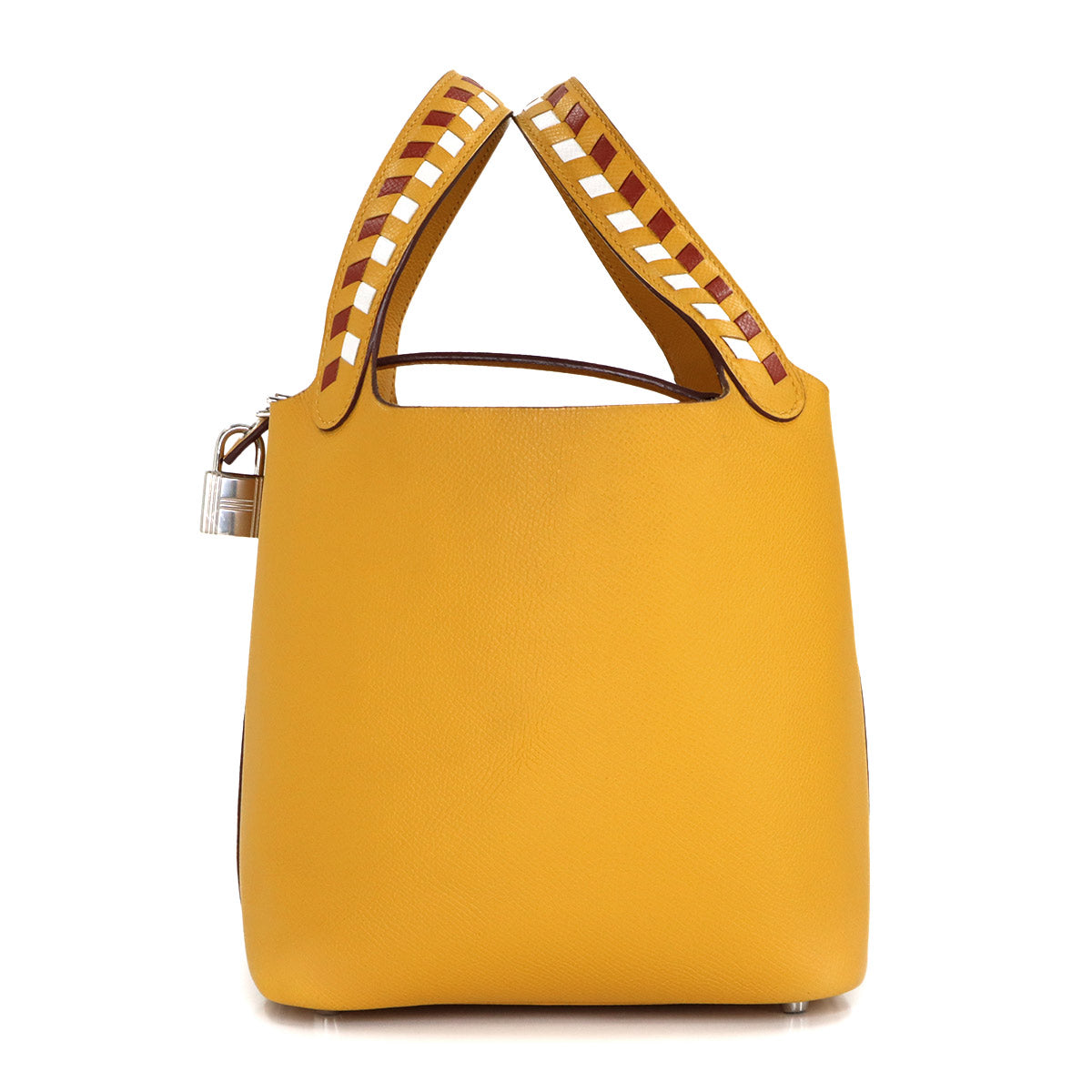 Picotin Lock PM Tressage Hand Bag Epsom Jaune Amber Brique