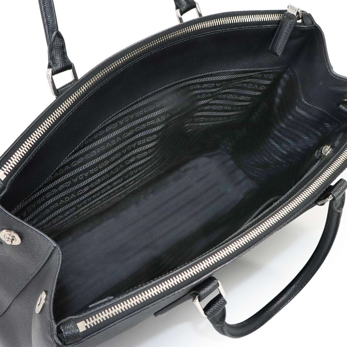 2way Tote Shoulder Bag Saffiano Leather Black 2VG061