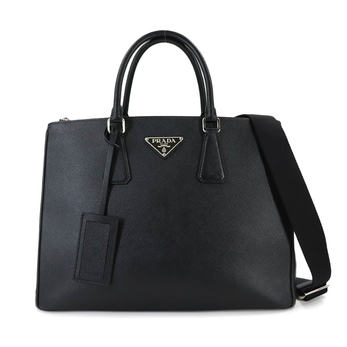 2way Tote Shoulder Bag Saffiano Leather Black 2VG061