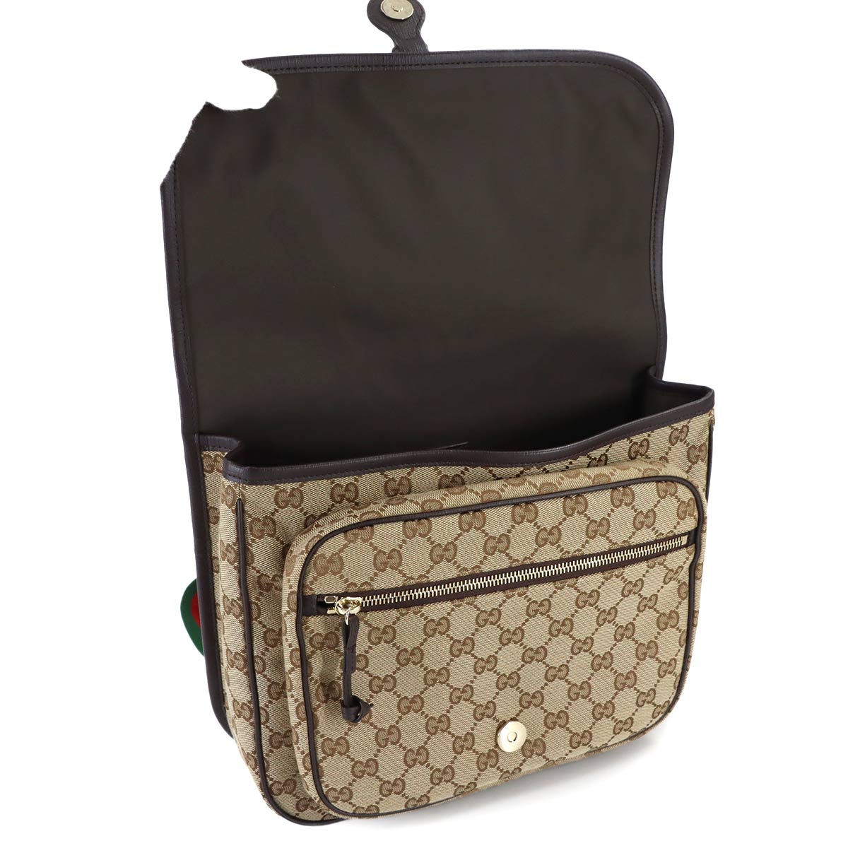 GG Canvas Shoulder Bag Leather Beige Brown Kids 793823 Purse
