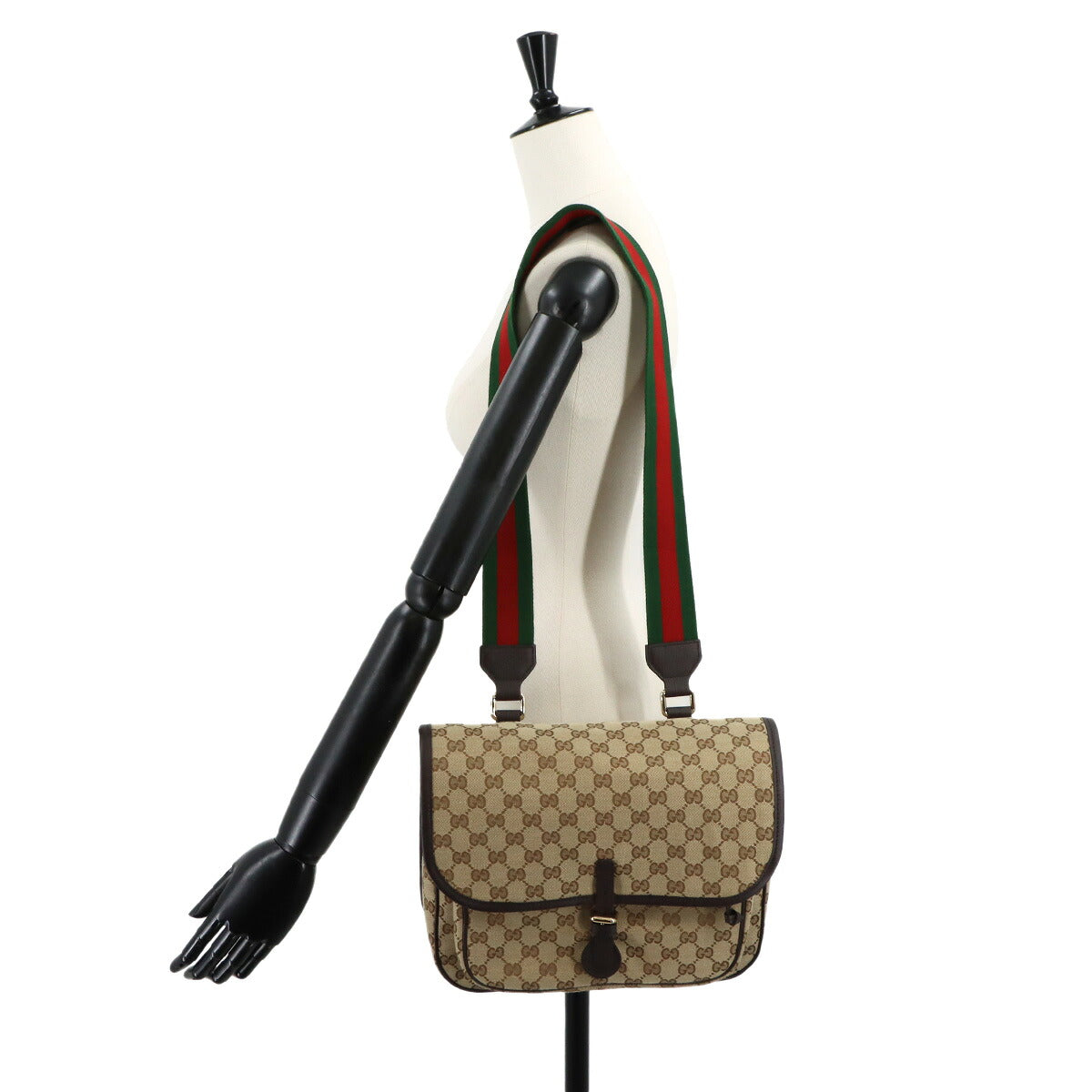 GG Canvas Shoulder Bag Leather Beige Brown Kids 793823 Purse