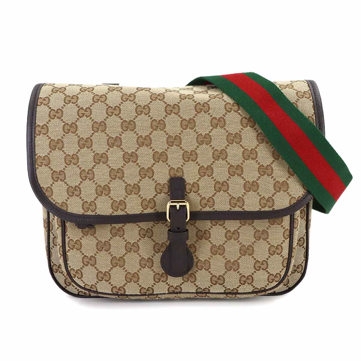 GG Canvas Shoulder Bag Leather Beige Brown Kids 793823 Purse