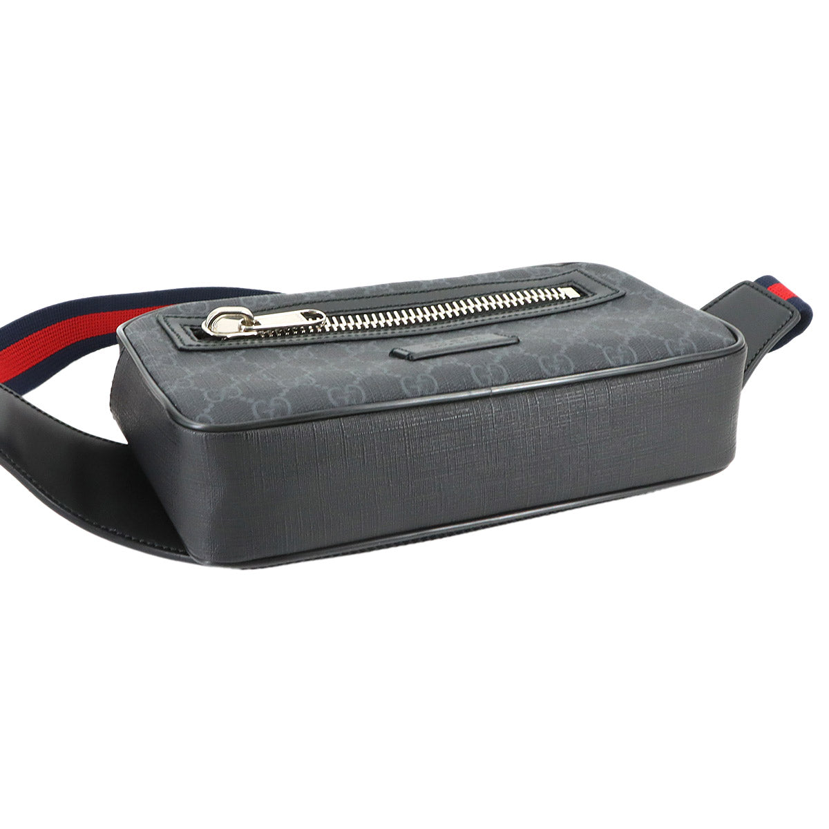 GG Supreme Belt Crossbody Weist Bag Leather Black 474293